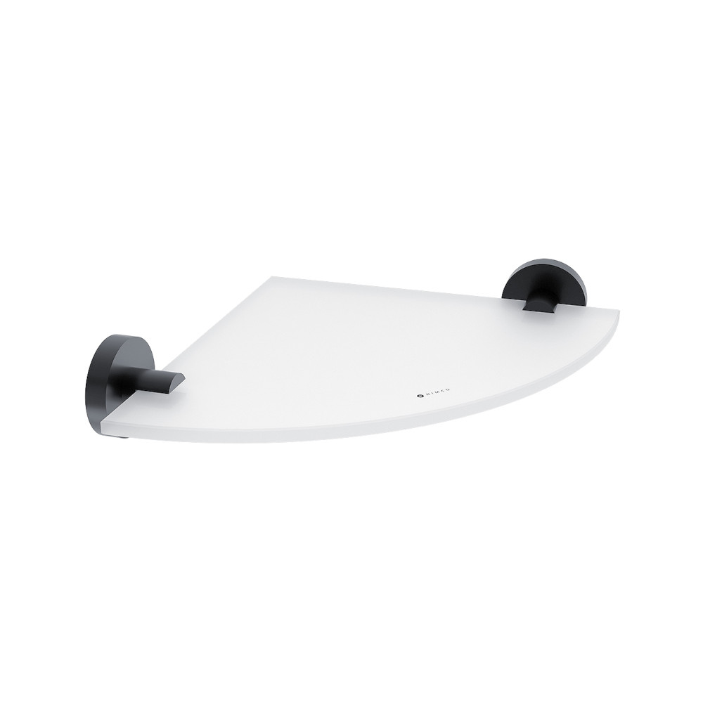 Glass corner shelf with brackets NIMCO UNIX BLACK
