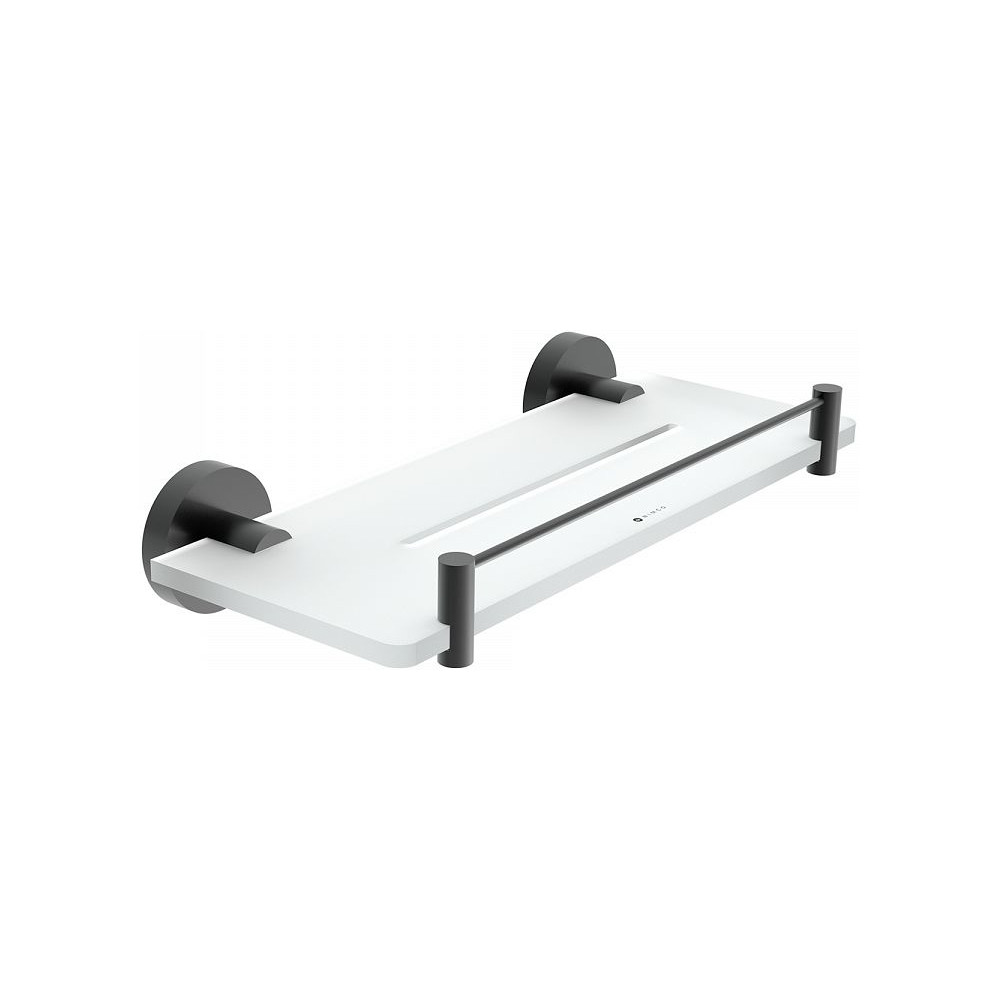 Sklenená polica s držiakmi a ohradou NIMCO UNIX BLACK IXI 300 mm